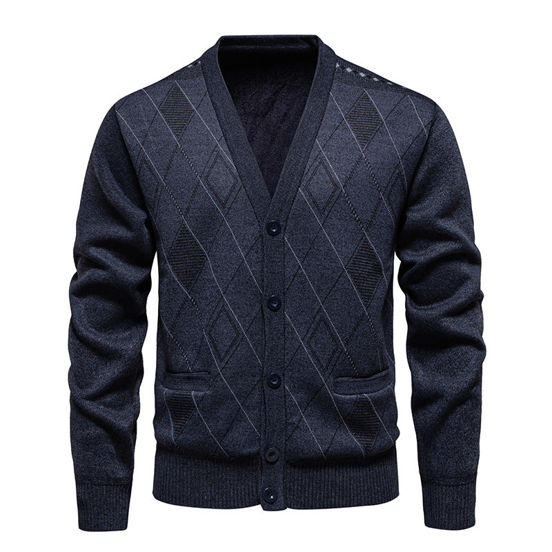 Herren stilvolle Strickjacke mit Rautenmuster EB