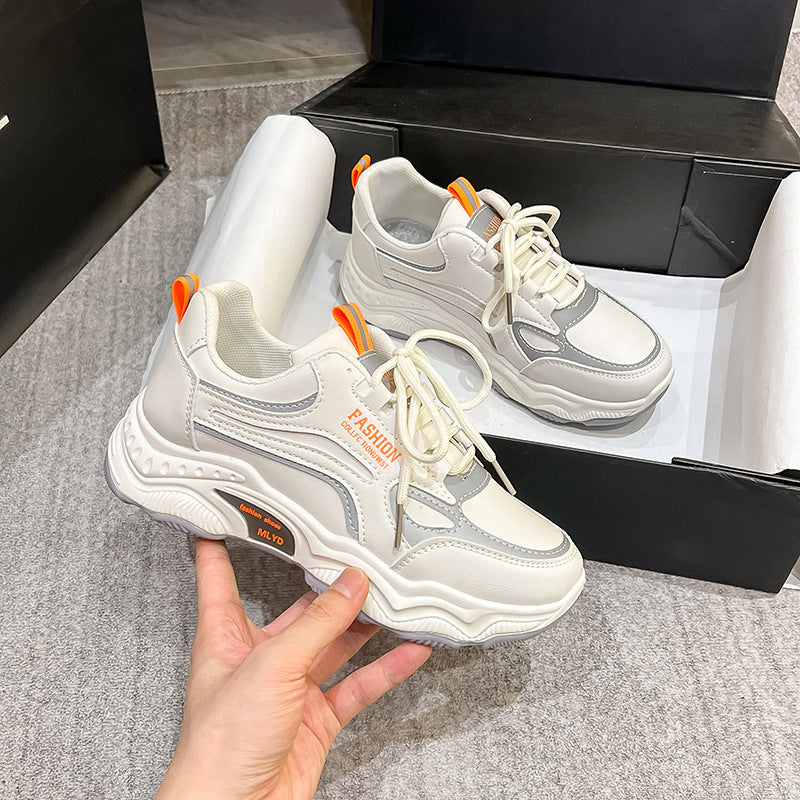 Damen Modische Sneaker mit dicker Sohle und atmungsaktivem Obermaterial EB