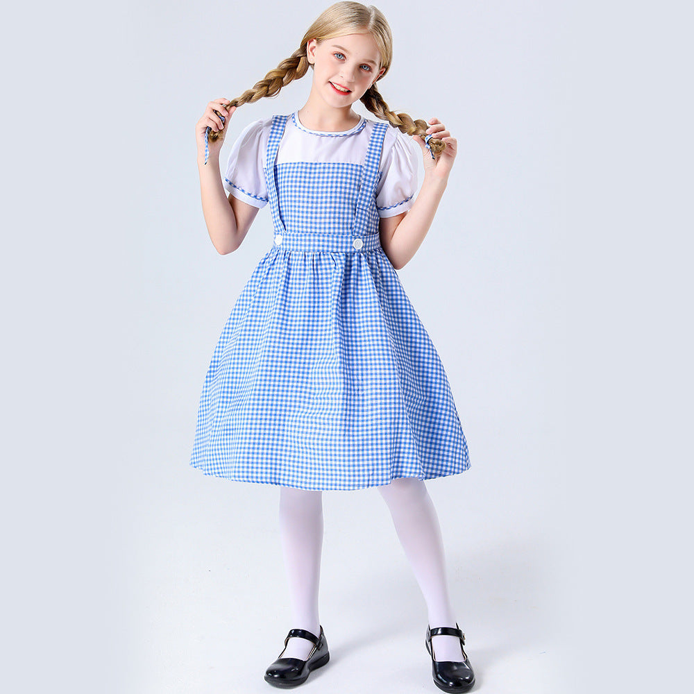 Damen Trachtenkleid mit romantischen Karomustern und schicken Knopfdetails EB