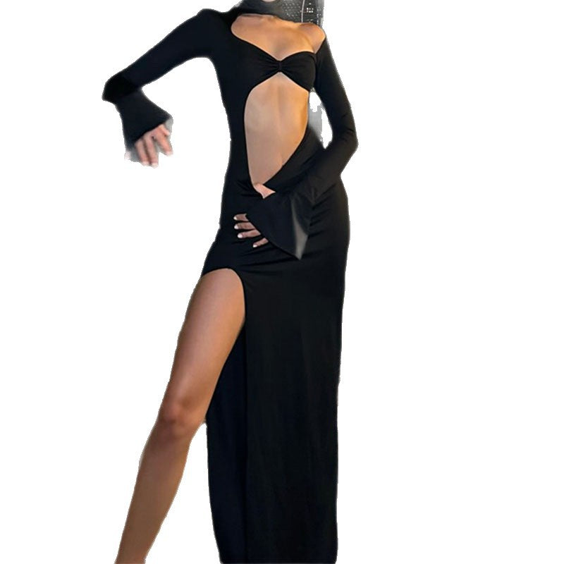 Damen Elegantes Cut-Out-Maxikleid mit asymmetrischem Design EB