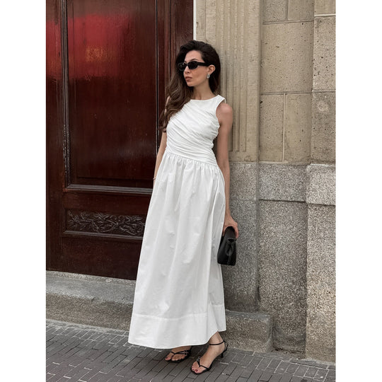 Damen Elegantes Maxikleid mit lässiger Passform und raffinierten Drapierungen EB