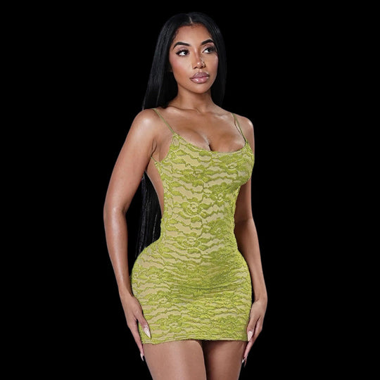 Damen Spitzen-Cocktailkleid mit enganliegendem Schnitt und Spaghettiträgern EB