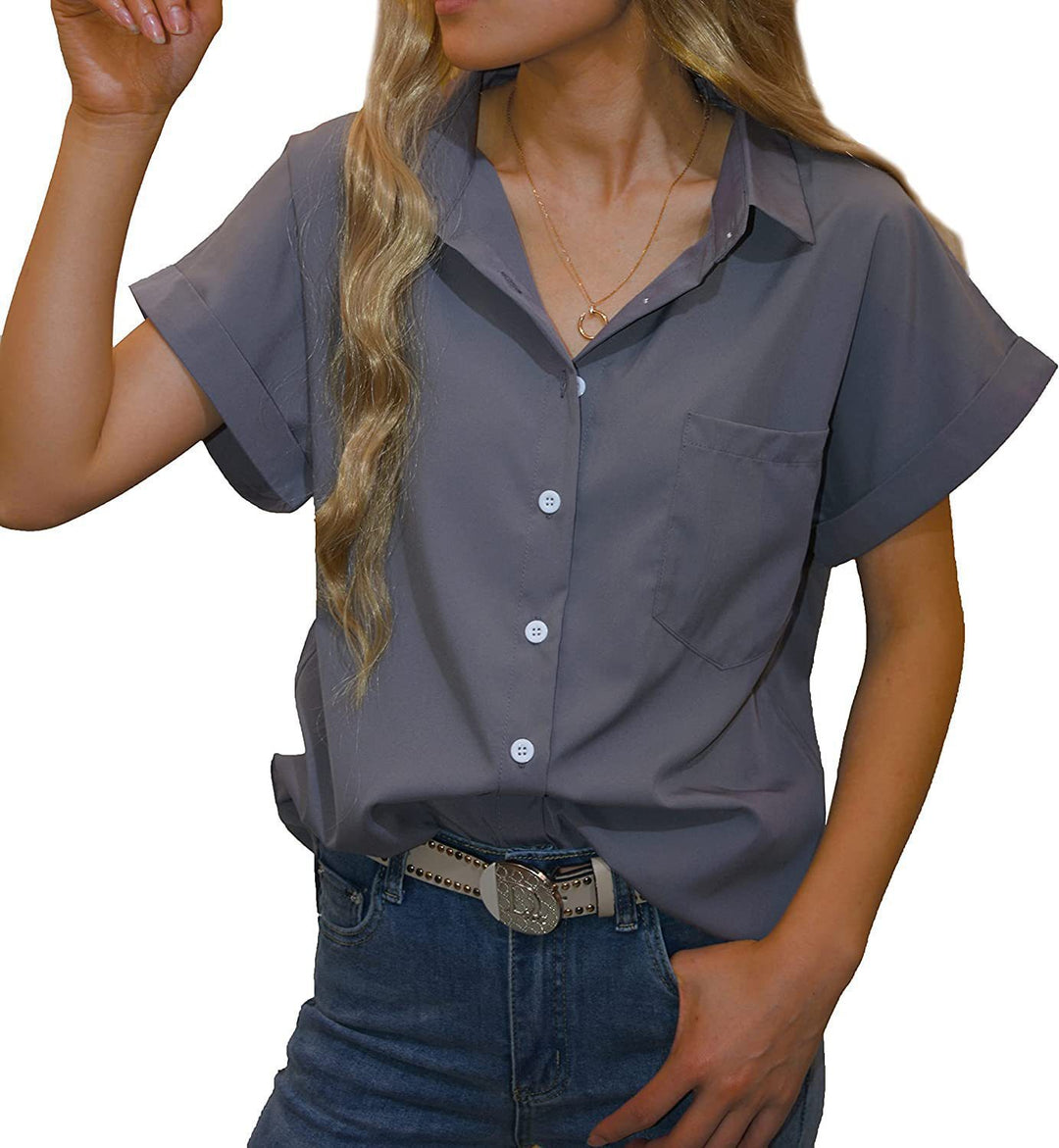 Damen elegant geschnittene Kurzarmbluse EB