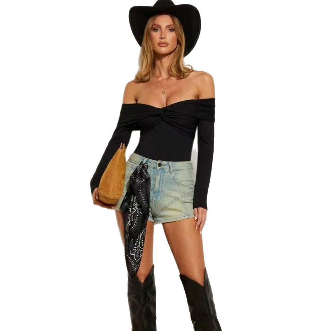 Damen Off-Shoulder Body mit eleganter Drapierung EB