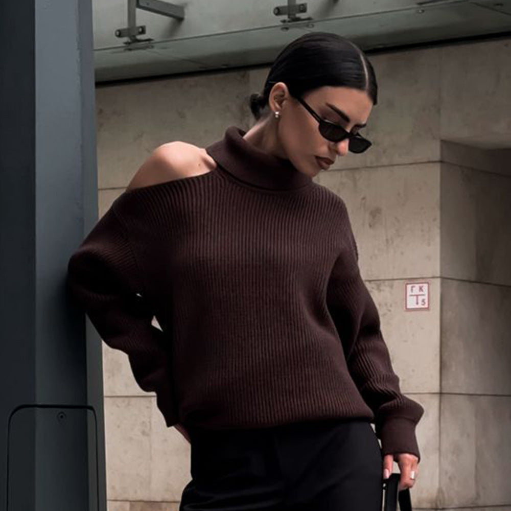 Damen Modischer Rollkragenpullover mit lässigem Schnitt EB