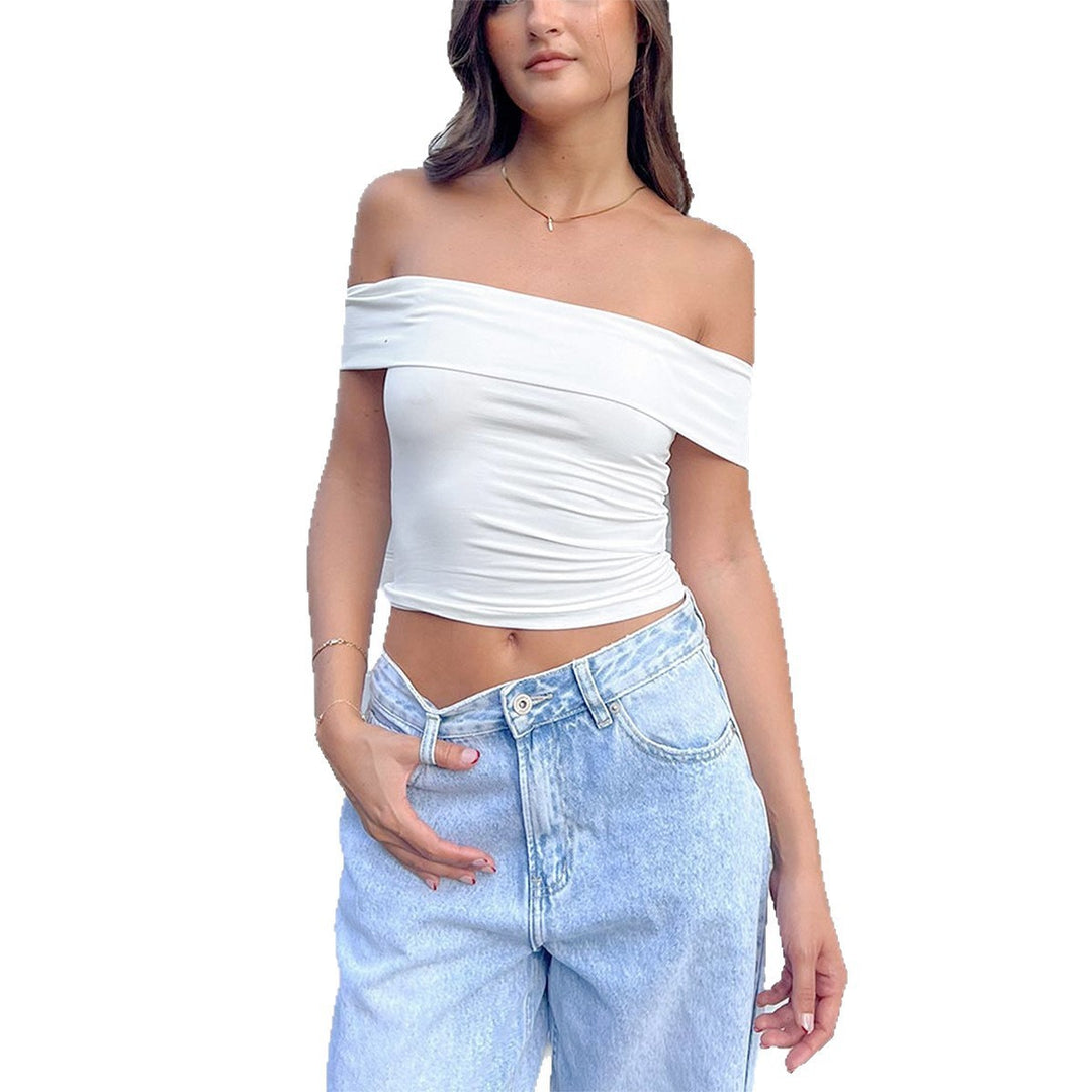 Damen Schulterfreies Crop-Top mit figurformendem Schnitt EB