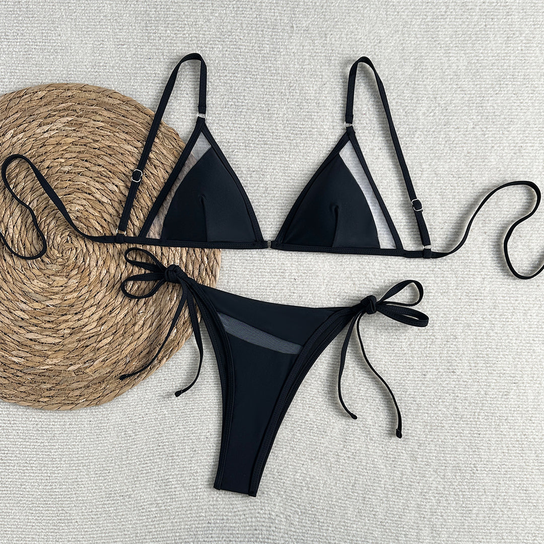 Damen Triangel-Bikini mit dekorativen Schnürungen EB