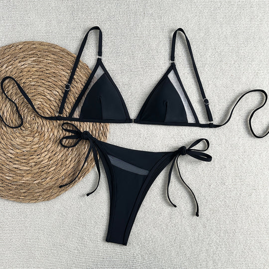 Damen Triangel-Bikini mit dekorativen Schnürungen EB