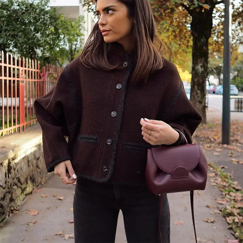 Damen modische oversized Wolljacke EB