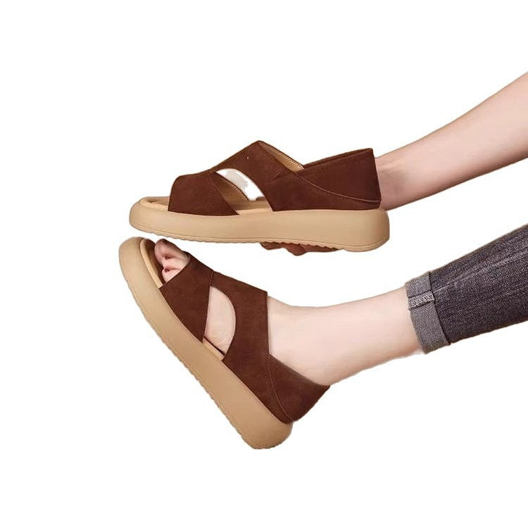 Damen modische und bequeme Plateau-Sandalen mit verstellbarem Riemen EB