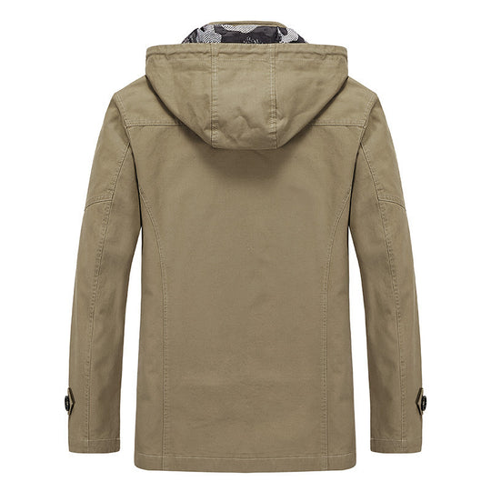 Herren Canvas-Kapuzenparka mit Tarnfutter, Utility-Taschen und verdeckter Reißverschlussleiste EB