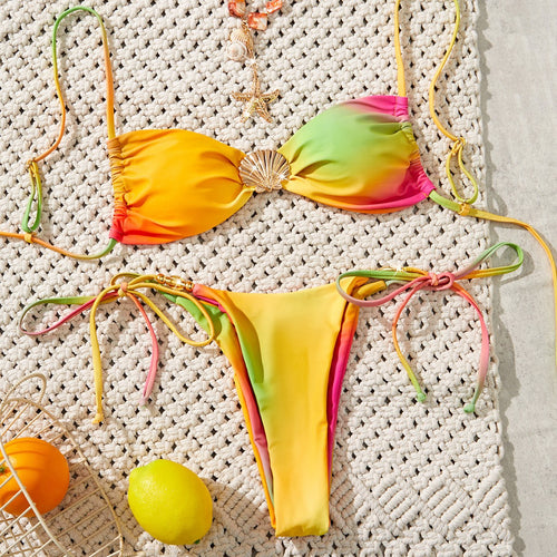 Damen Bikini-Set mit makellosem Raffung und trendigem Wickeldesign EB