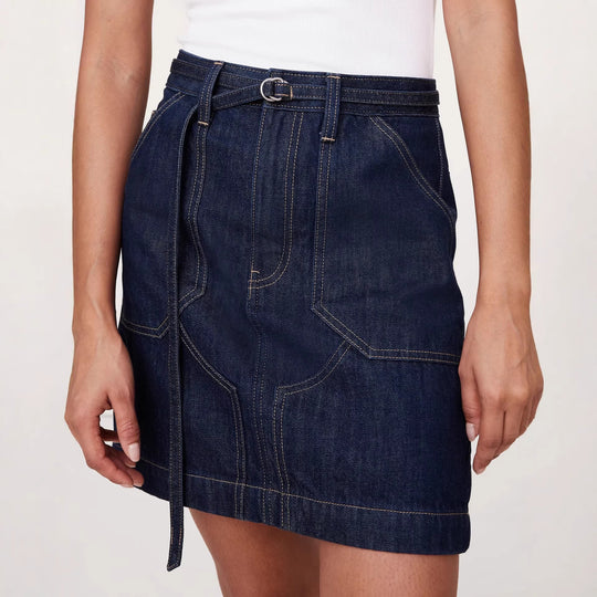 Damen nan Cropped-Denim-Zweiteiler mit kurzer Jeansjacke und tailliertem Minirock EB