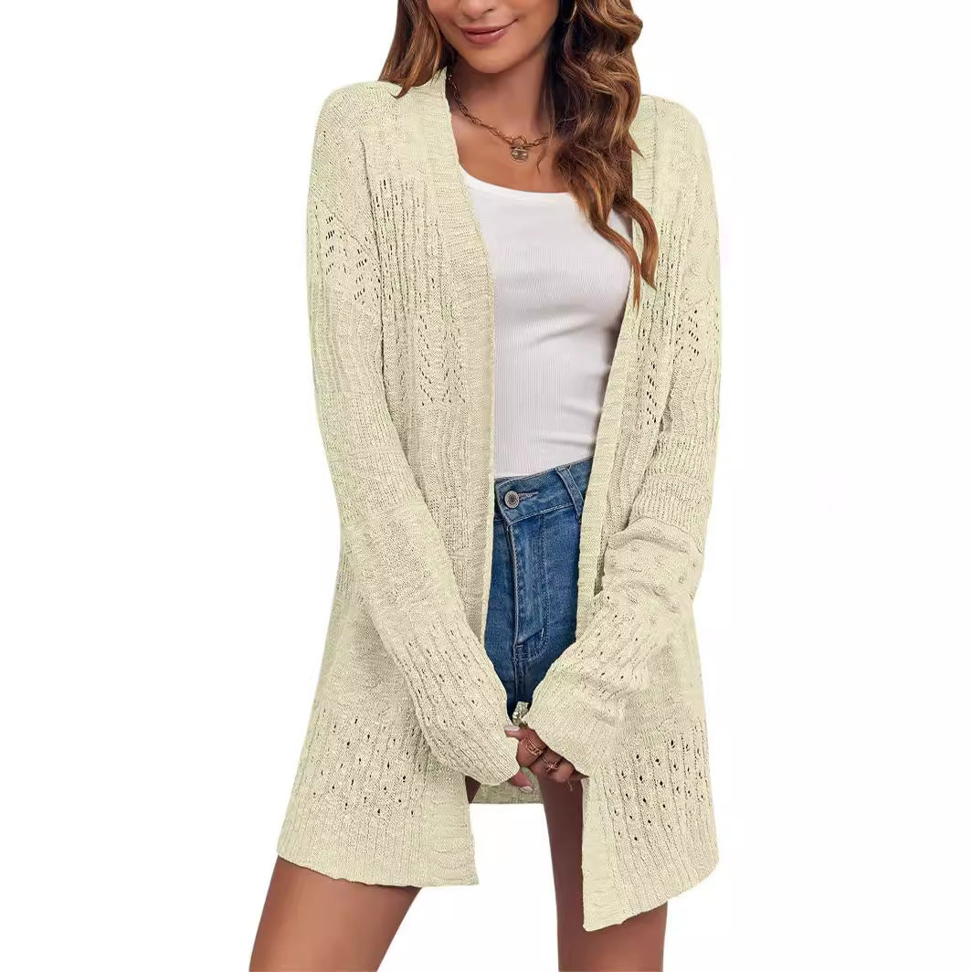 Damen Strickjacke mit luftiger Lochmusterstruktur EB
