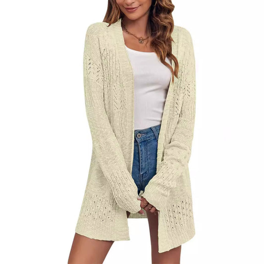 Damen Strickjacke mit luftiger Lochmusterstruktur EB