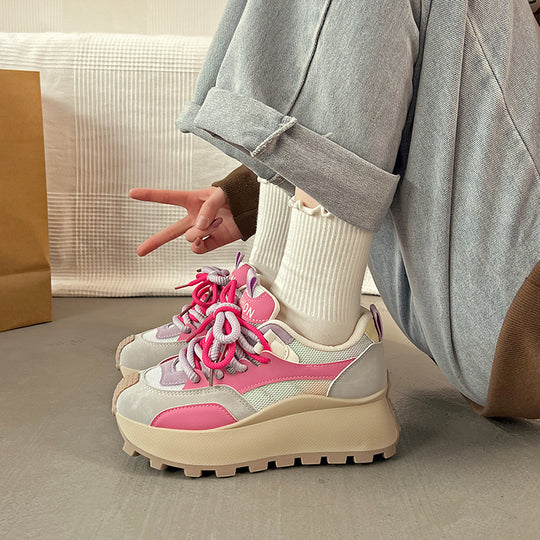Damen Überdimensionale Plateau Sneakers mit stilvollem Farbverlauf und rutschfester Sohle EB
