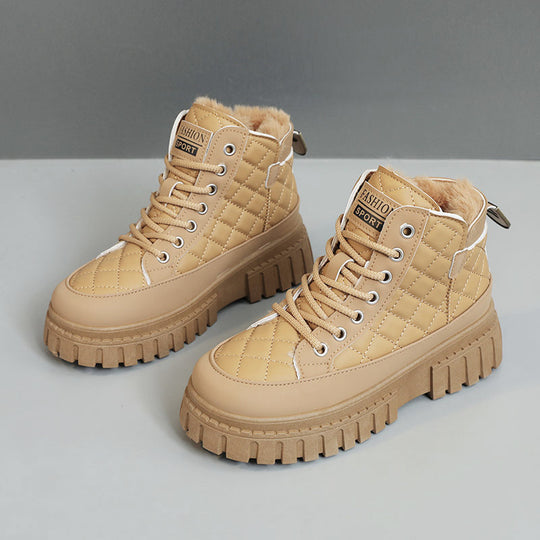 Damen modische Winterstiefel mit rutschfester Sohle und kuscheligem Innenfutter EB