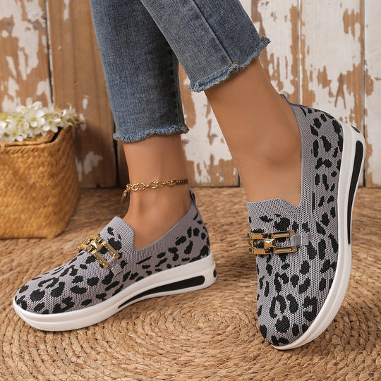 Damen Modische Slip-On Sneakers mit Animal-Print und komfortablem Fußbett EB