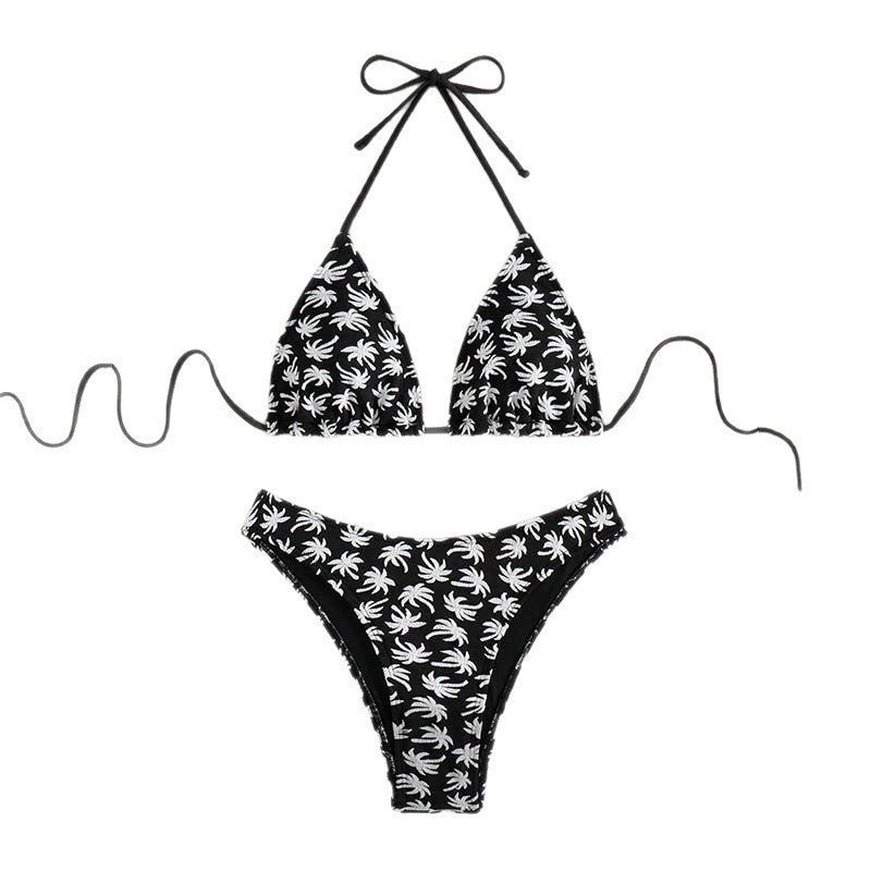 Damen Triangel-Bikini mit floralem Design und verstellbaren Bändern EB