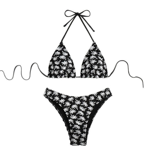 Damen Triangel-Bikini mit floralem Design und verstellbaren Bändern EB
