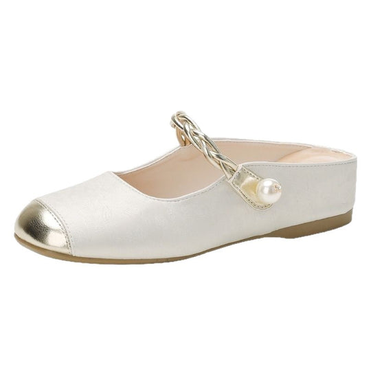 Damen Elegante Slides mit schickem Perlenschmuck EB