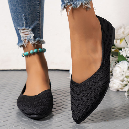 Damen spitze Ballerinas mit strukturiertem Obermaterial EB