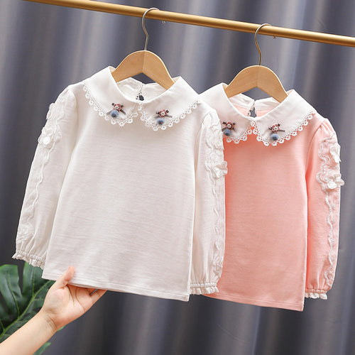Mädchen Bluse mit elegantem Spitzenkragen und filigranen Akzenten EB
