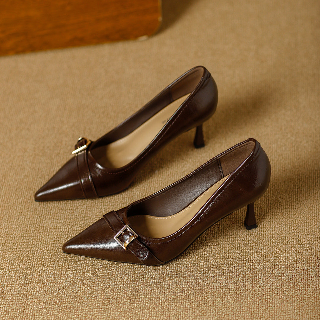 Damen elegante spitze Pumps mit modischem Schnallenakzent EB