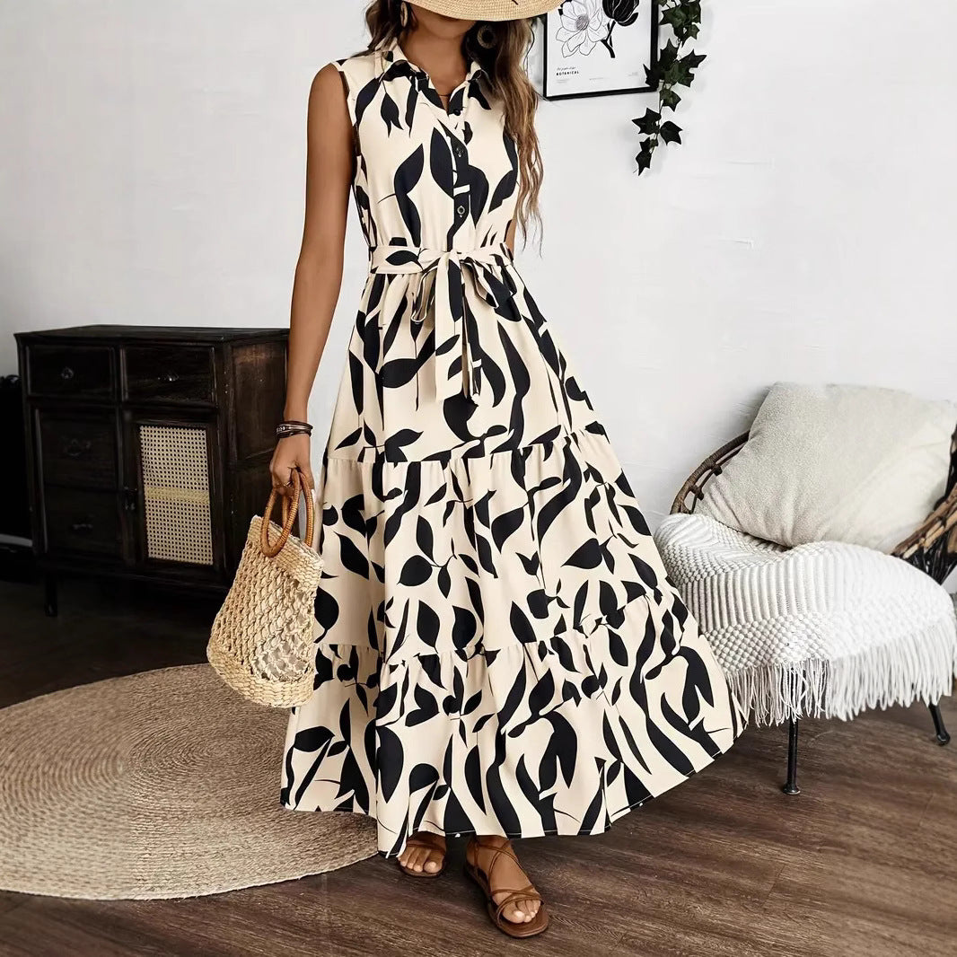 Damen Hemdkleid mit Bindeband und voluminösem Rock EB