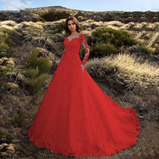 Elegantes Damen Hochzeitskleid mit Spitzenverarbeitung & voluminösem Rock für Hochzeit | EB
