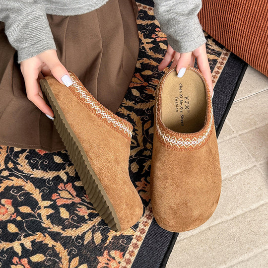 Damen Gemütliche Fleece-Clogs mit modischem Riemen EB