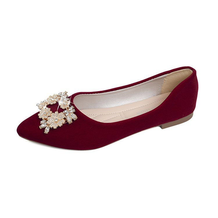 Damen elegante Ballerinas mit funkelnder Blütenapplikation EB
