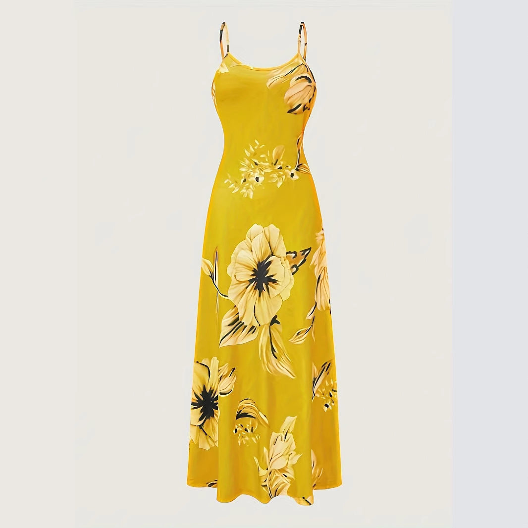Damen Maxikleid mit floralem Design und dezentem Ausschnitt EB