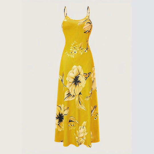Damen Maxikleid mit floralem Design und dezentem Ausschnitt EB