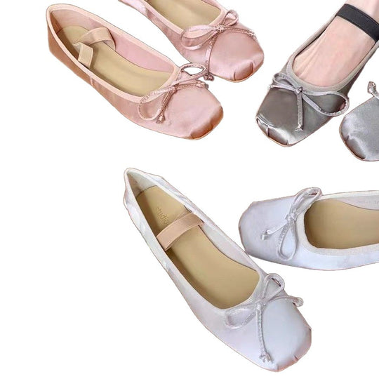 Damen Ballerina-Schuhe mit glamourösem Schleifendetail und flexiblem Riemendesign EB