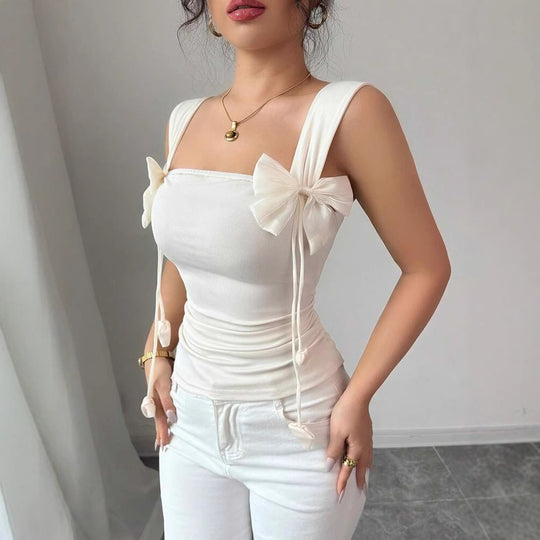 Damen Cropped Top mit verspielten Schleifendetails EB