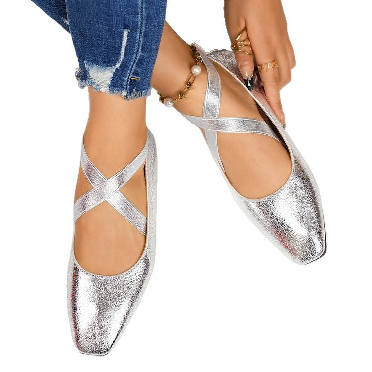 Damen Elegante und bequeme Ballerinas mit überkreuzten Riemen EB