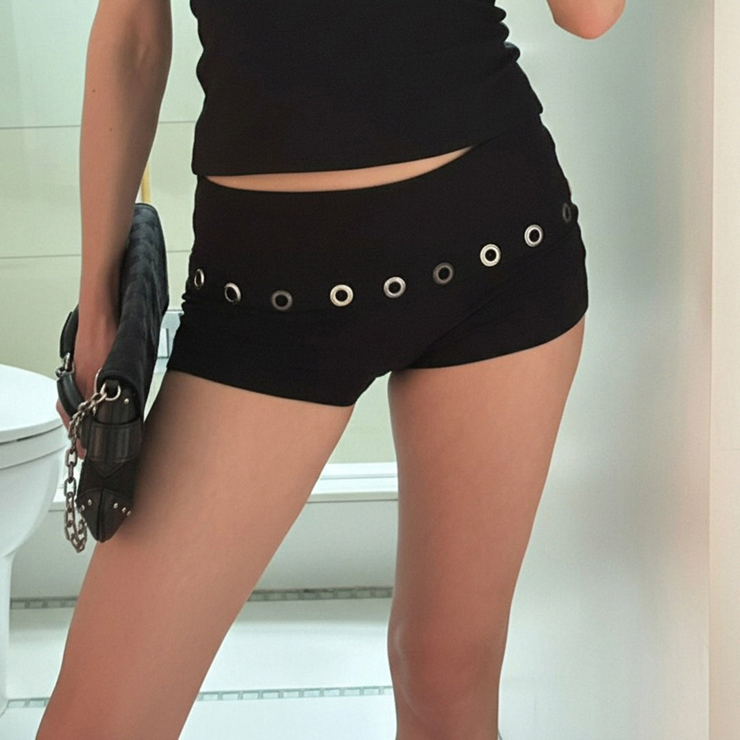 Damen Modische Shorts mit dekorativen Ösen EB