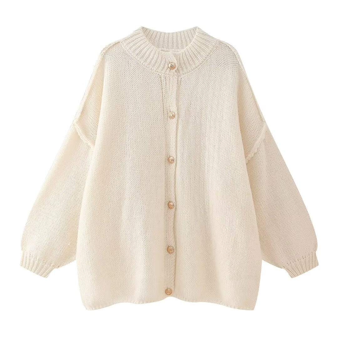 Damen oversized Strickjacke mit Knopf- und Rippdetails EB