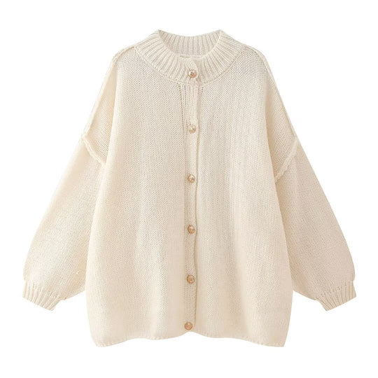 Damen oversized Strickjacke mit Knopf- und Rippdetails EB