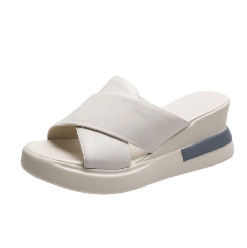 Damen Plateau-Pantoletten mit elegantem Kreuzband-Design und komfortablem Fußbett EB