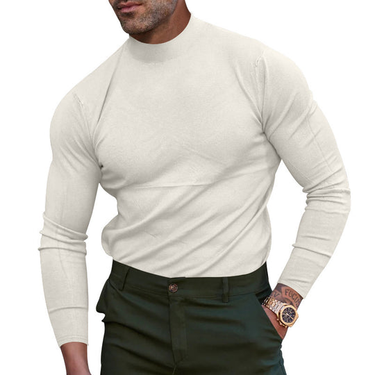 Herren nan körperbetonter Feinstrickpullover mit engem Rundhalsausschnitt EB