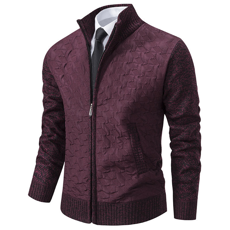 Herren stylische Steppjacke mit strukturiertem Obermaterial und hohem Kragen EB