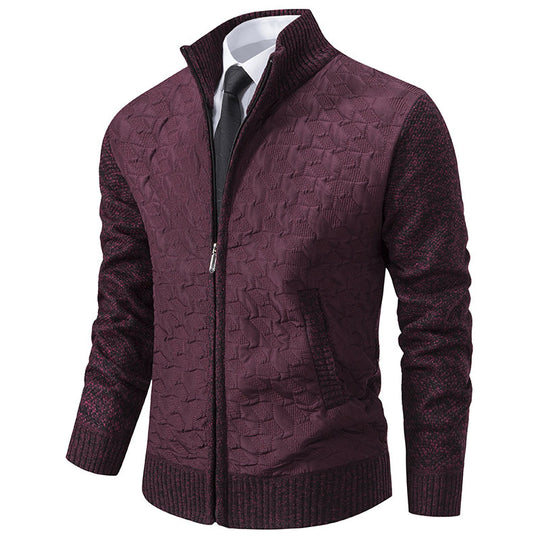 Herren stylische Steppjacke mit strukturiertem Obermaterial und hohem Kragen EB