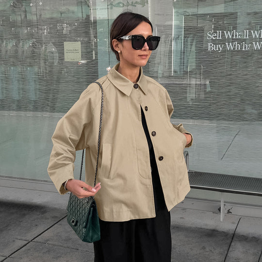 Damen modische Übergangsjacke im lässigen Oversized-Schnitt mit praktischen Taschen EB