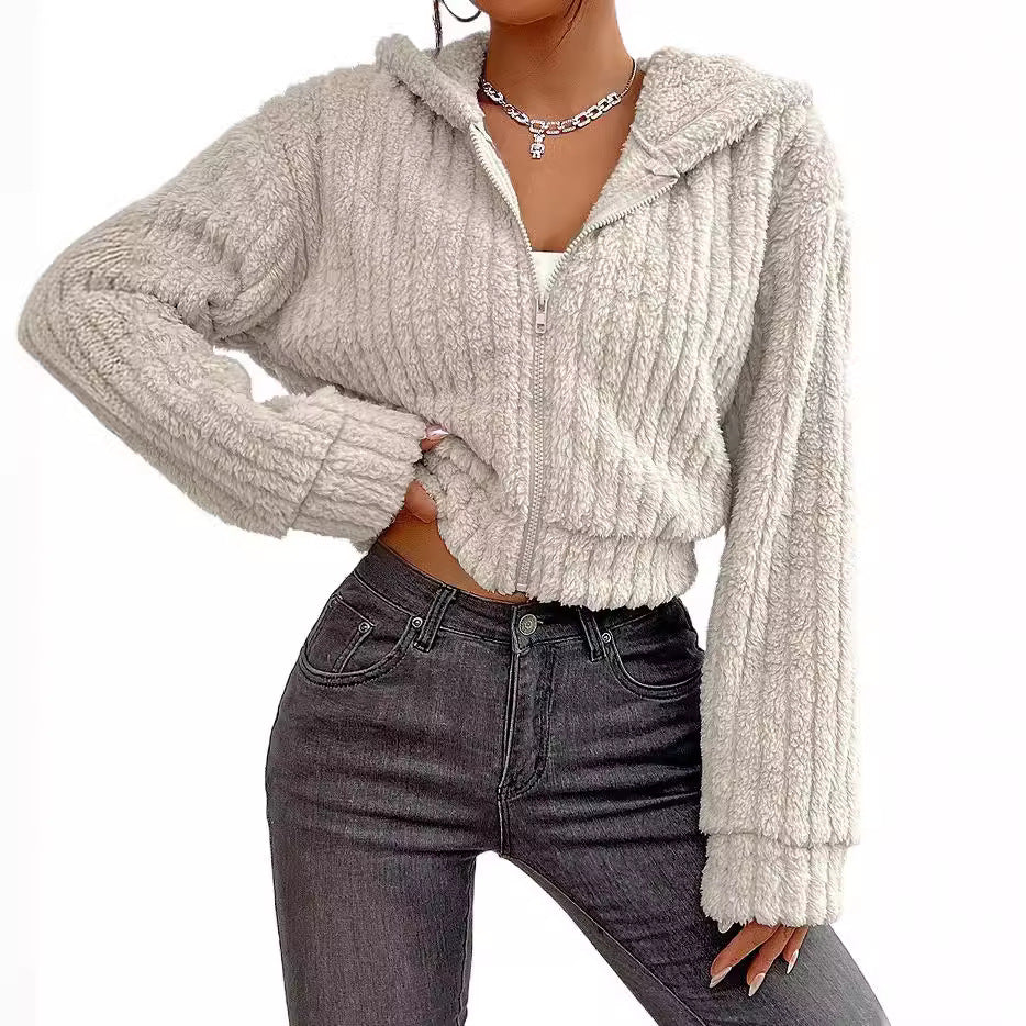 Damen Rotationsjacke aus kuscheligen Fleece mit Hohem Kragen EB