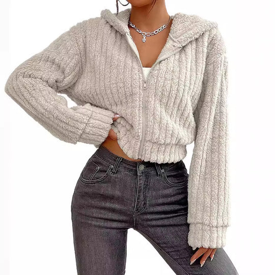 Damen Rotationsjacke aus kuscheligen Fleece mit Hohem Kragen EB