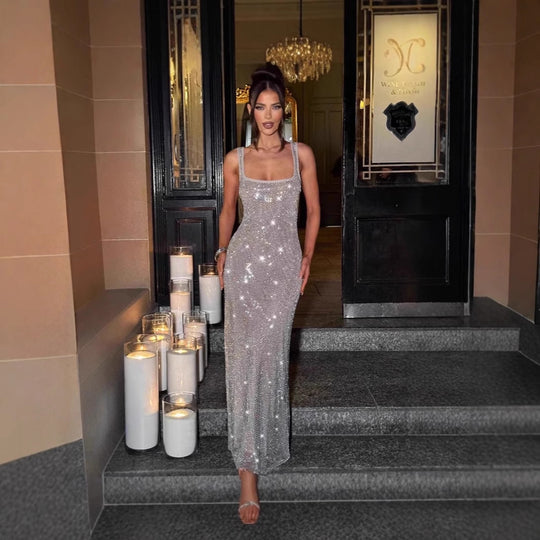 Damen Glamouröses Pailletten-Abendkleid mit figurbetontem Schnitt EB