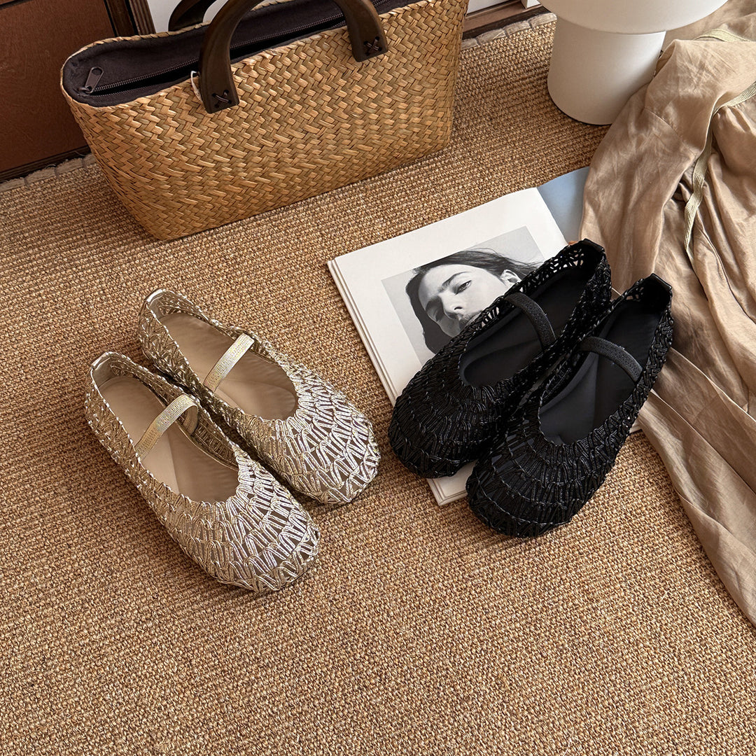 Damen Elegante Ballerinas mit modischer Riemchenbindung und weichem Stoff EB