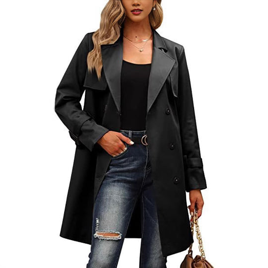 Damen Eleganter Trenchcoat mit doppelter Knopfleiste und schickem Kragen EB